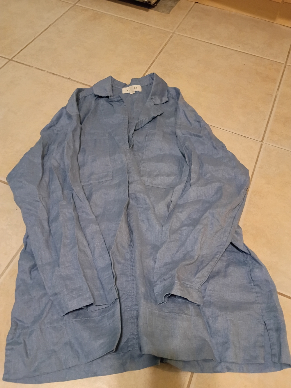 l*space Light Blue Linen Shirt Dress